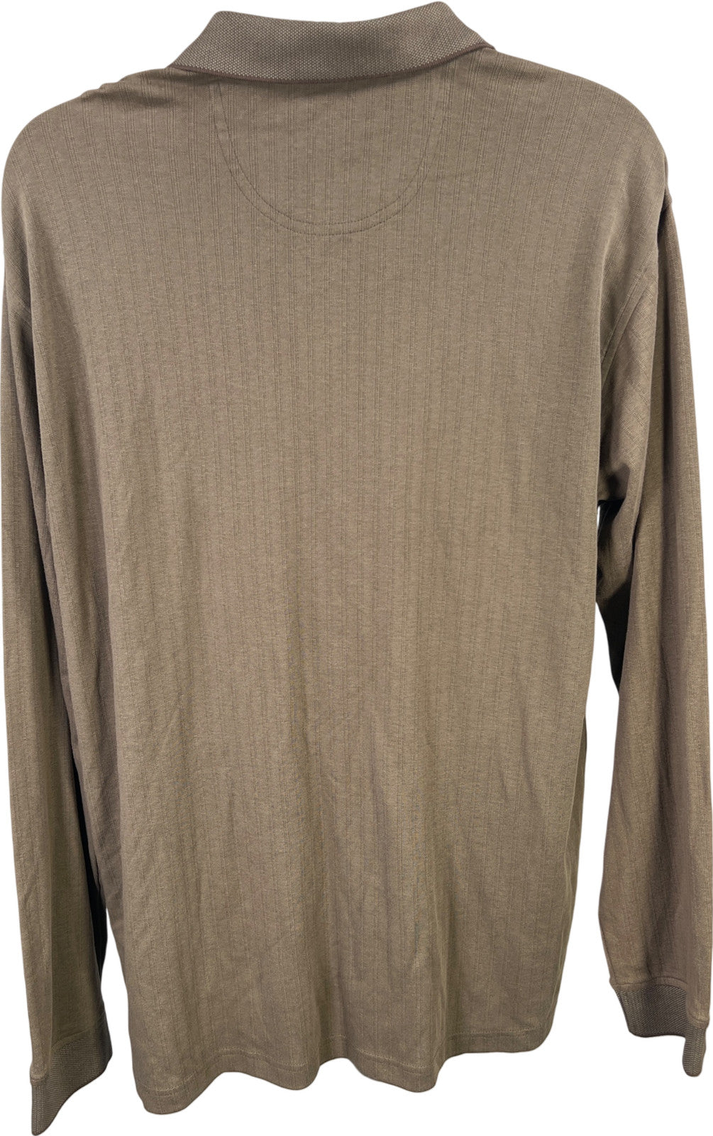 Van Heusen Studio Men’s Taupe/Gray Long Sleeve Polo Shirt - XL