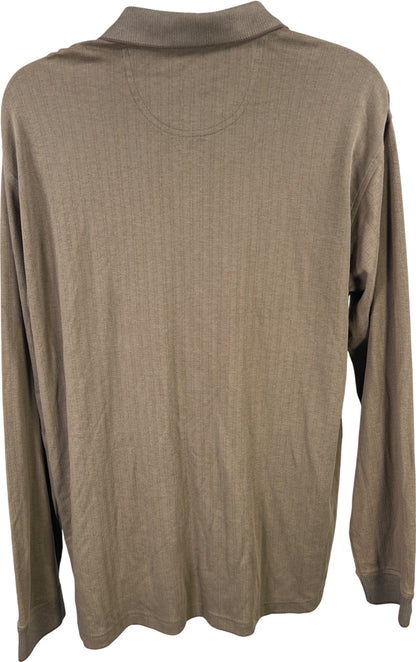 Van Heusen Studio Men’s Taupe/Gray Long Sleeve Polo Shirt - XL