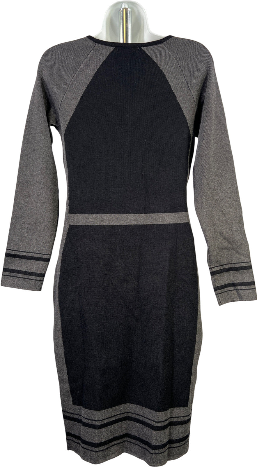 Max Studio Women’s Black/Gray Long Sleeve Sweater Dress - S