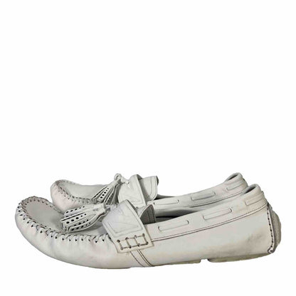 Jimmy Choo Men's White Leather Tassel Loafers - 45/ US 12