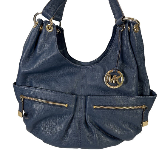 Michael Kors Navy Blue Leather Hobo Style Shoulder Bag Purse