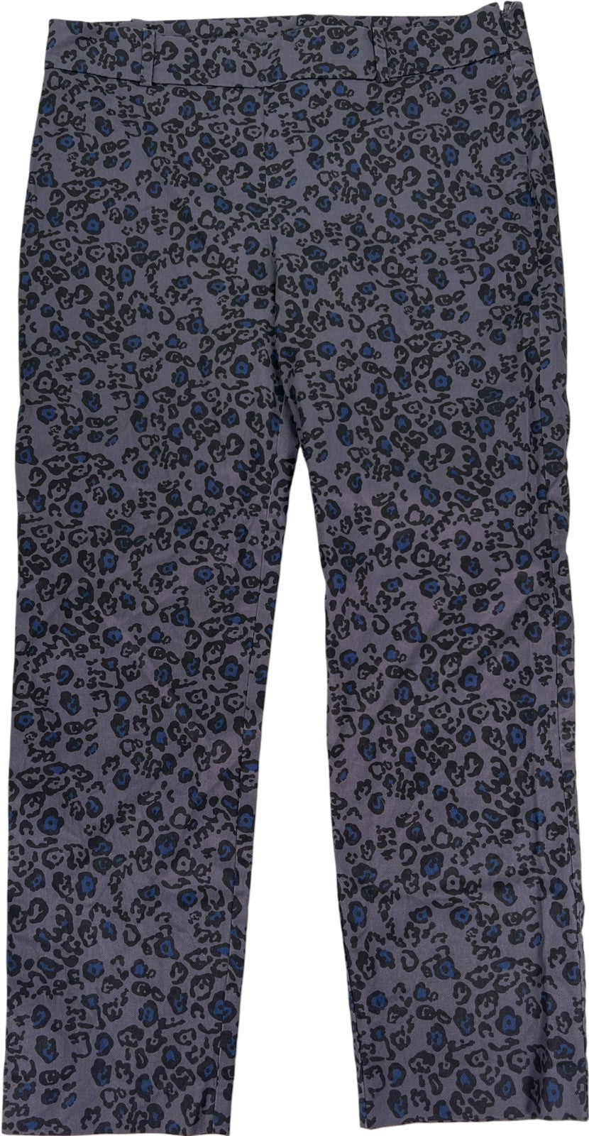 Ann Taylor Signature Women’s Blue/Black Animal Print Side Zip Ankle Pants - 10