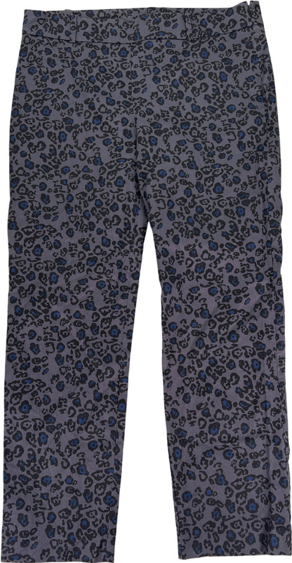 Ann Taylor Signature Women’s Blue/Black Animal Print Side Zip Ankle Pants - 10