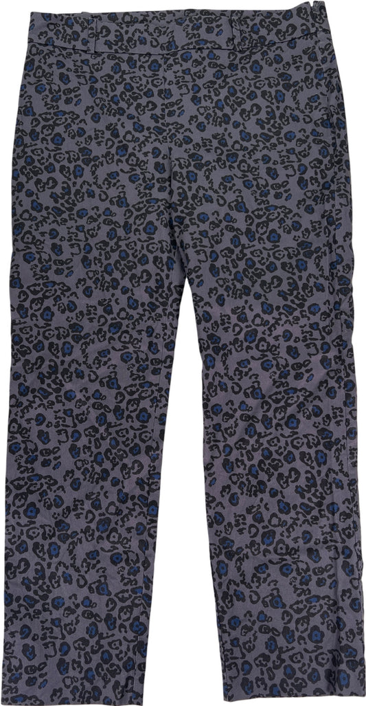 Ann Taylor Signature Women’s Blue/Black Animal Print Side Zip Ankle Pants - 10