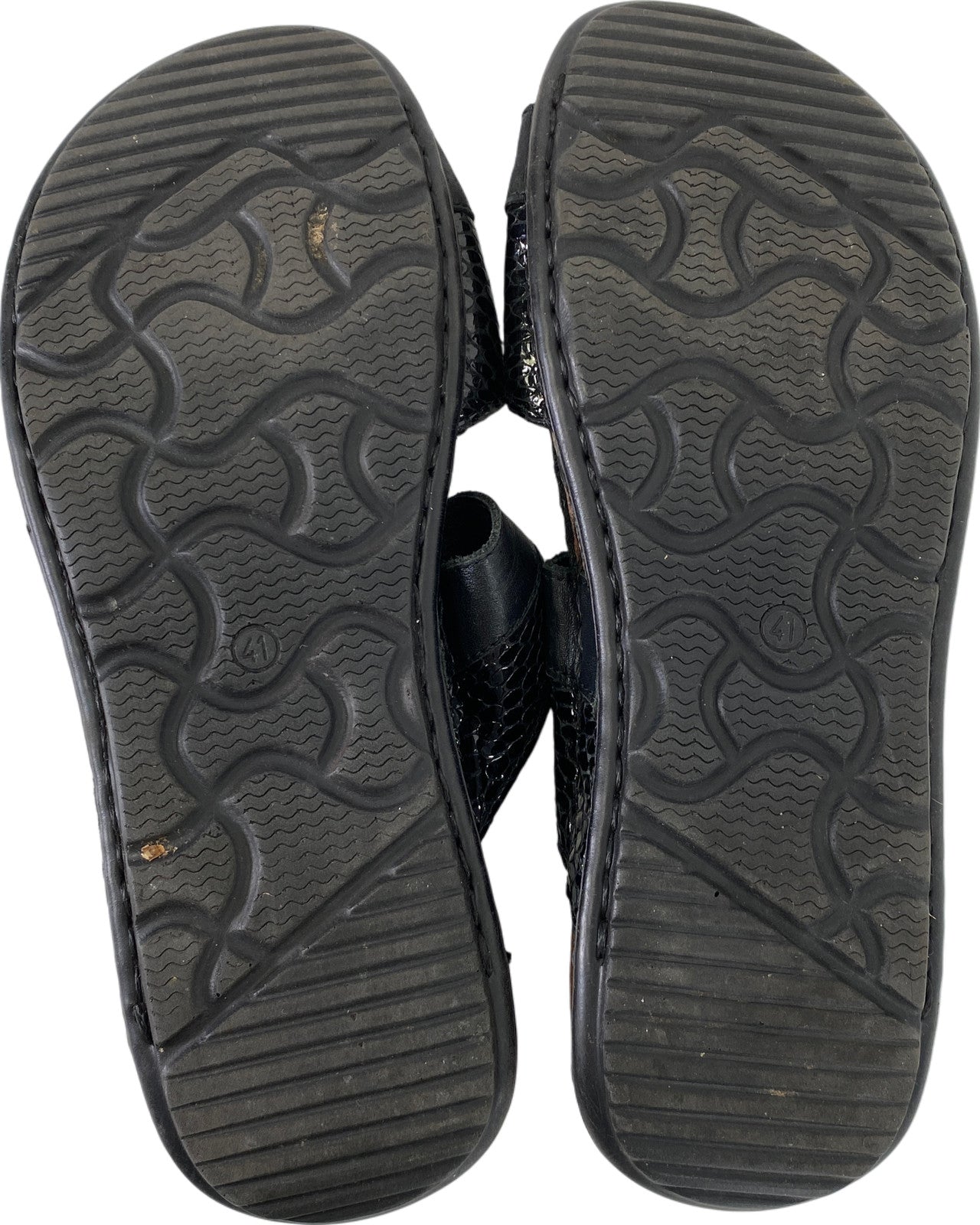 La Plume Women’s Black Leather Double Strap Slide Sandals - 41/US 10