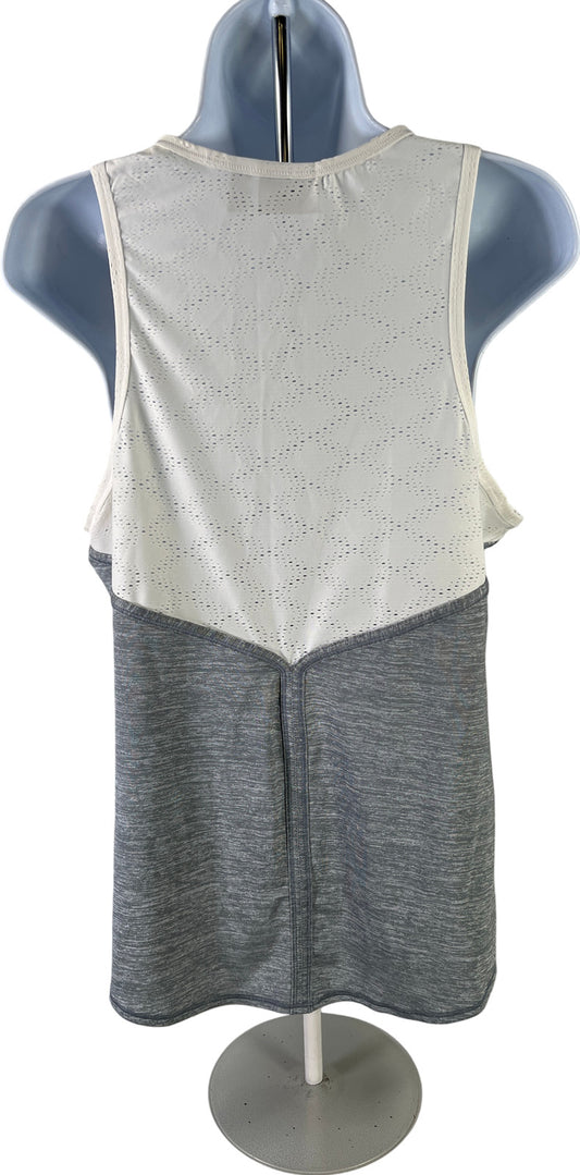 Athleta Women’s White & Gray Mesh Back Ventilated Tank Top - M