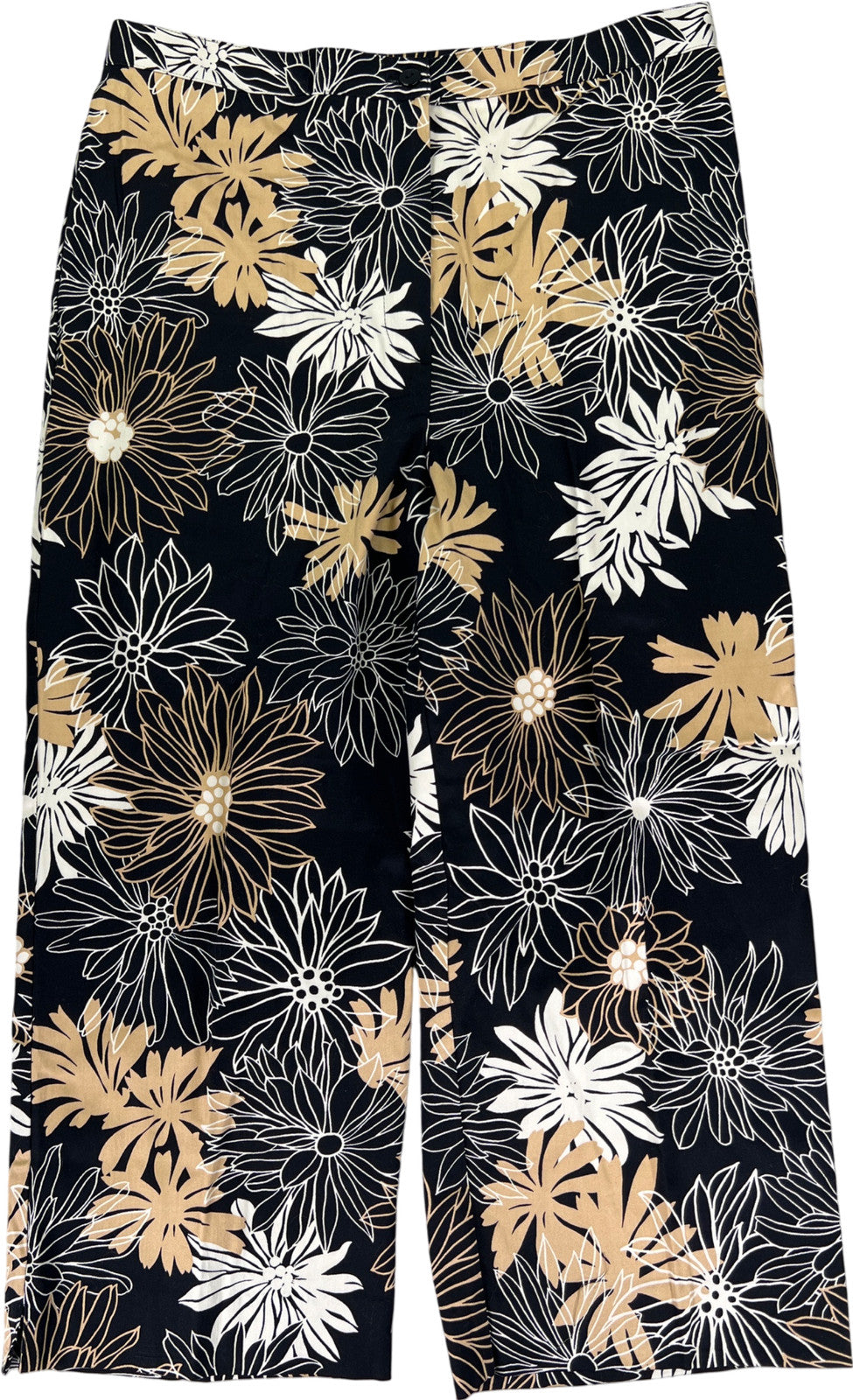 Alfred Dunner Women’s Black/Beige Floral Capri Pants - 14