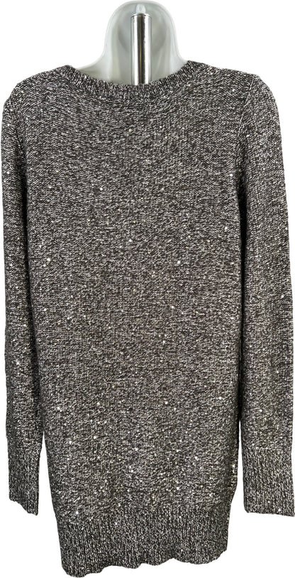 White House Black Market Women’s Black Long Sleeve Sequin Tunic Sweater - S