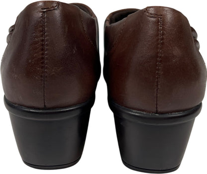 Clarks Women’s Brown Leather Slip On Heels - 8