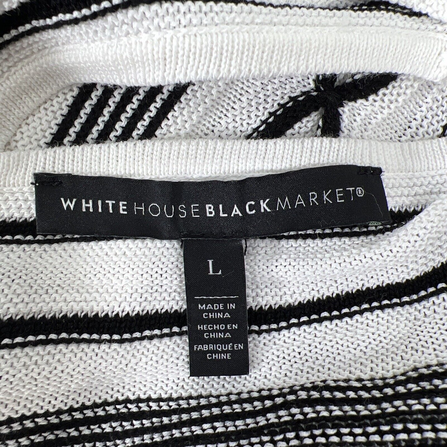 White House Black Market Women's White/Black Sweater Tank Top - L