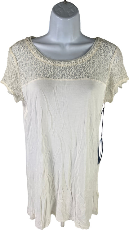 NEW Simply Vera Wang Women’s White/Ivory Lace Short Sleeve T-Shirt - M