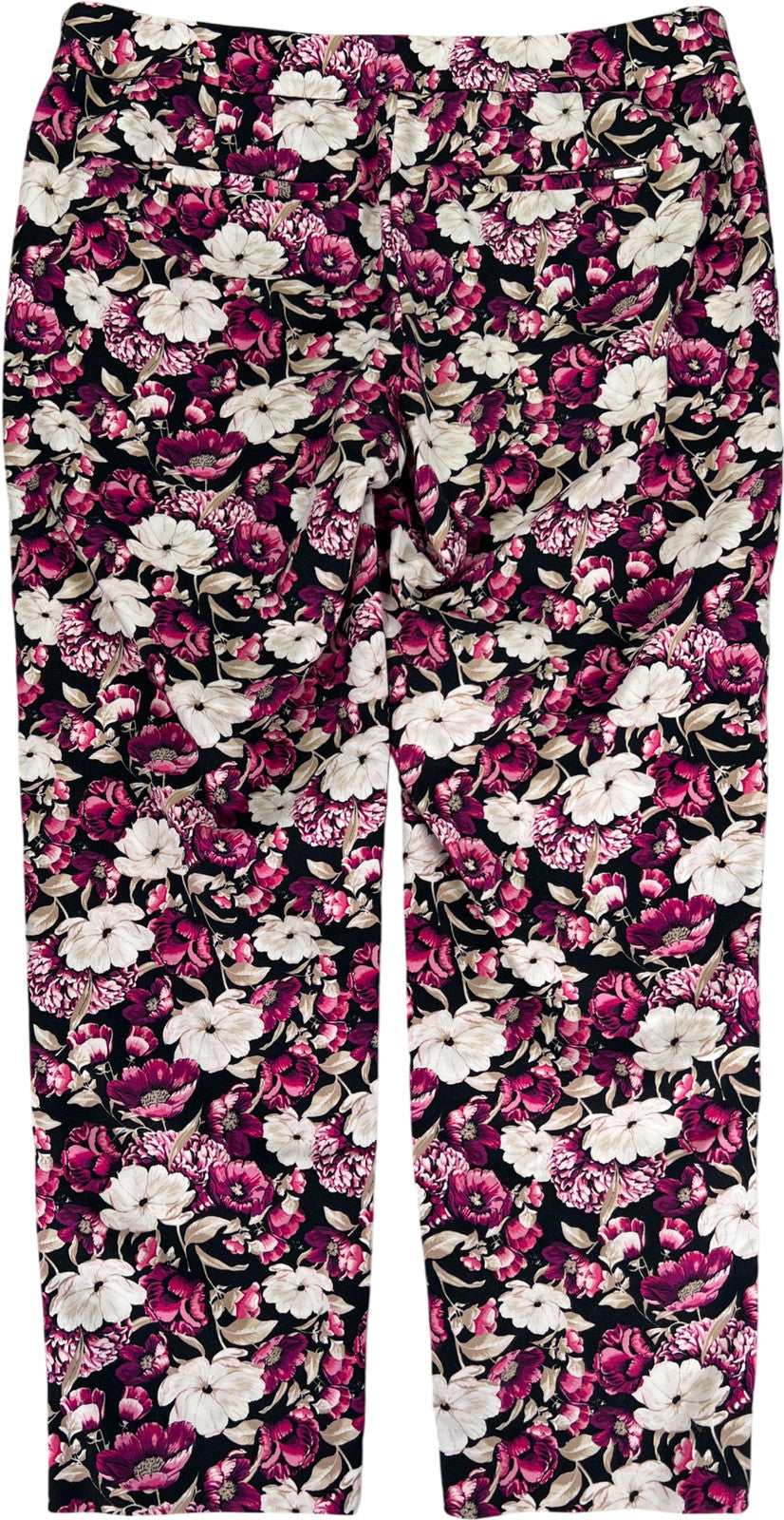 White House Black Market Women’s Black/Purple Floral Slim Ankle Dress Pants - 10