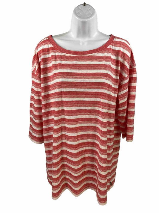 NEW Talbot's Women's Red Striped Tie Back Short Sleeve Shirt - Plus 1X