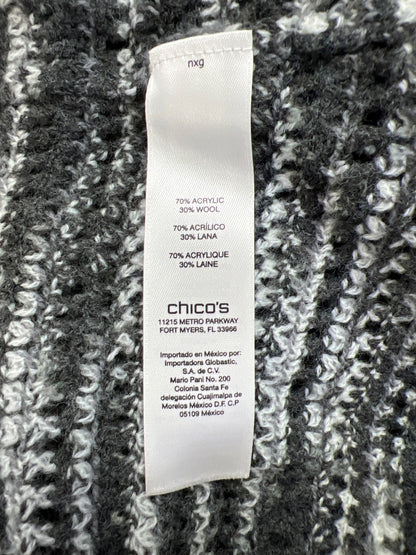 Chico’s Women’s Gray Long Sleeve Open Knit Cardigan Sweater - 2/US L