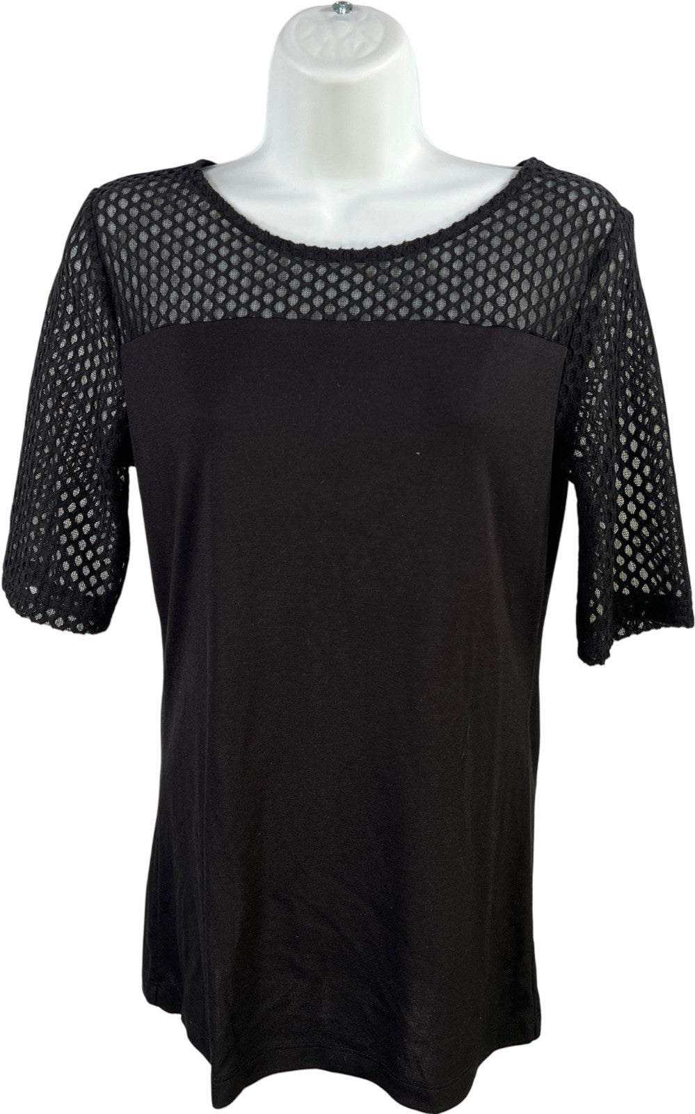 Ann Taylor Women’s Black Short Textured Sleeve Shirt - S