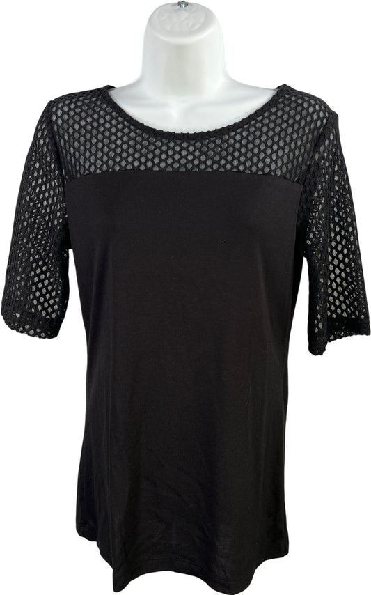 Ann Taylor Women’s Black Short Textured Sleeve Shirt - S