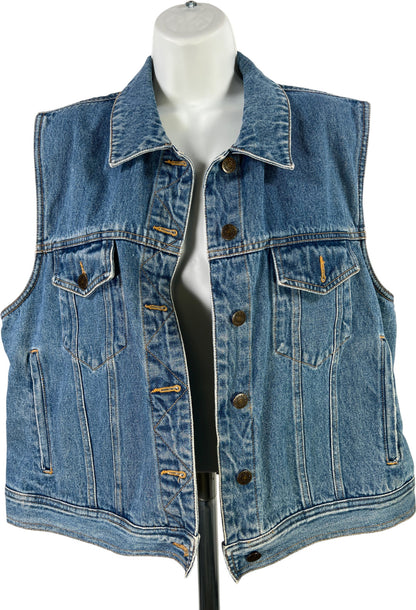 Eddie Bauer Women’s Medium Wash Blue Sleeveless Denim Jean Vest - L