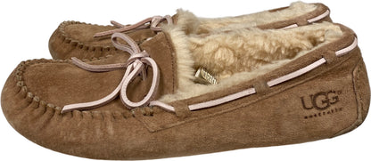 UGG Women’s Light Tan/Beige Dakota Shearling Lined Suede Slippers - 9