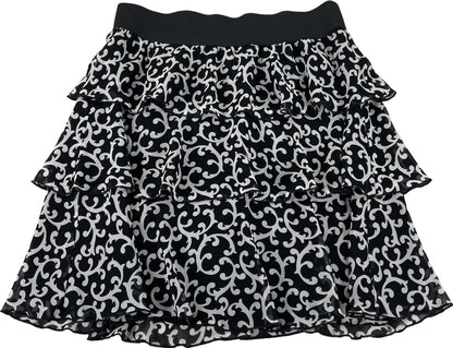 White House Black Market Women’s Black Floral Tiered Skirt - M