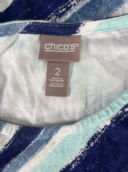 Chico’s Women’s Blue Striped Short Sleeve T-Shirt - 2/US L