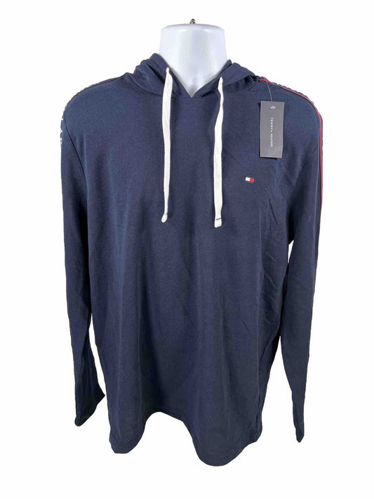 NEW Tommy Hilfiger Men's Navy Blue Pullover Hoodie Sweatshirt - L