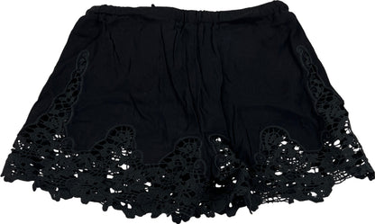Olivaceous Women’s Black Lace Accent Lined Drawstring Shorts - S