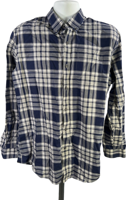 L.L Bean Men’s Blue Plaid Long Sleeve Wrinkle Resistant Button Up Shirt - L