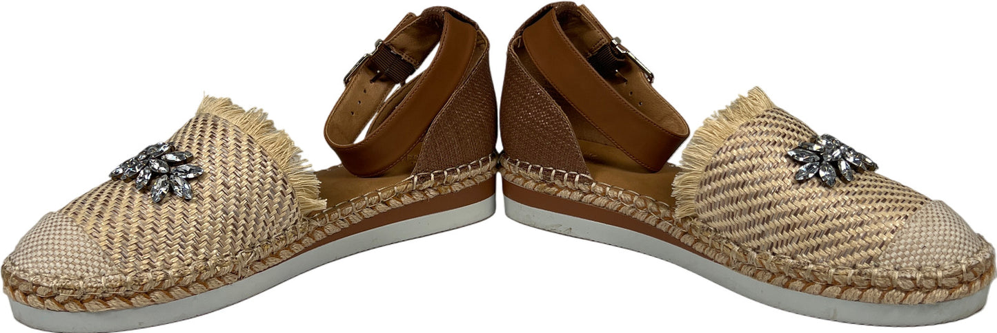 Crown Vintage Women’s Beige/Brown Bonire Woven Platform Ankle Strap Sandals - 10