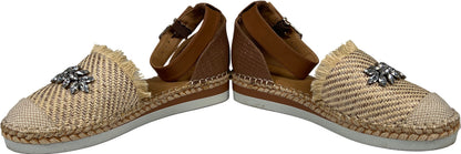 Crown Vintage Women’s Beige/Brown Bonire Woven Platform Ankle Strap Sandals - 10