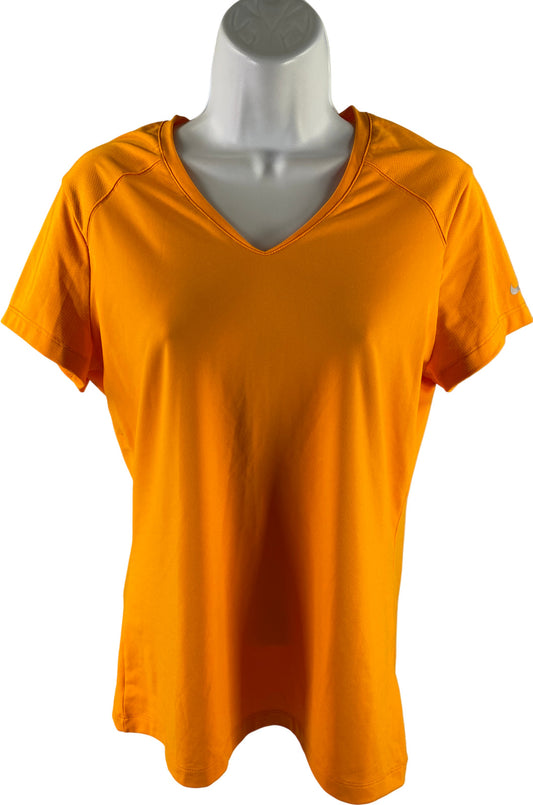 Nike Women’s Orange Short Sleeve Golf Dri-Fit V-Neck Shirt - M