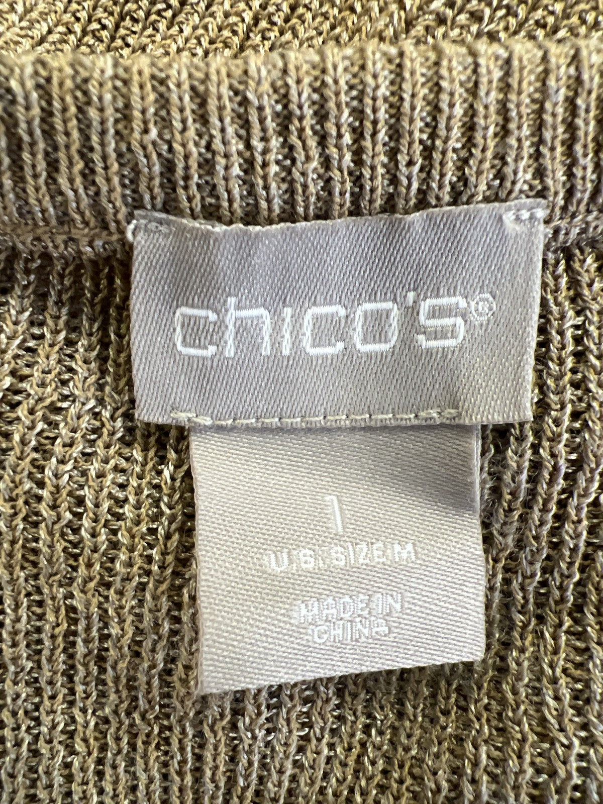 Chico’s Women’s Brown Long Sleeve Knotted Front Long Sleeve Sweater - 1/US M