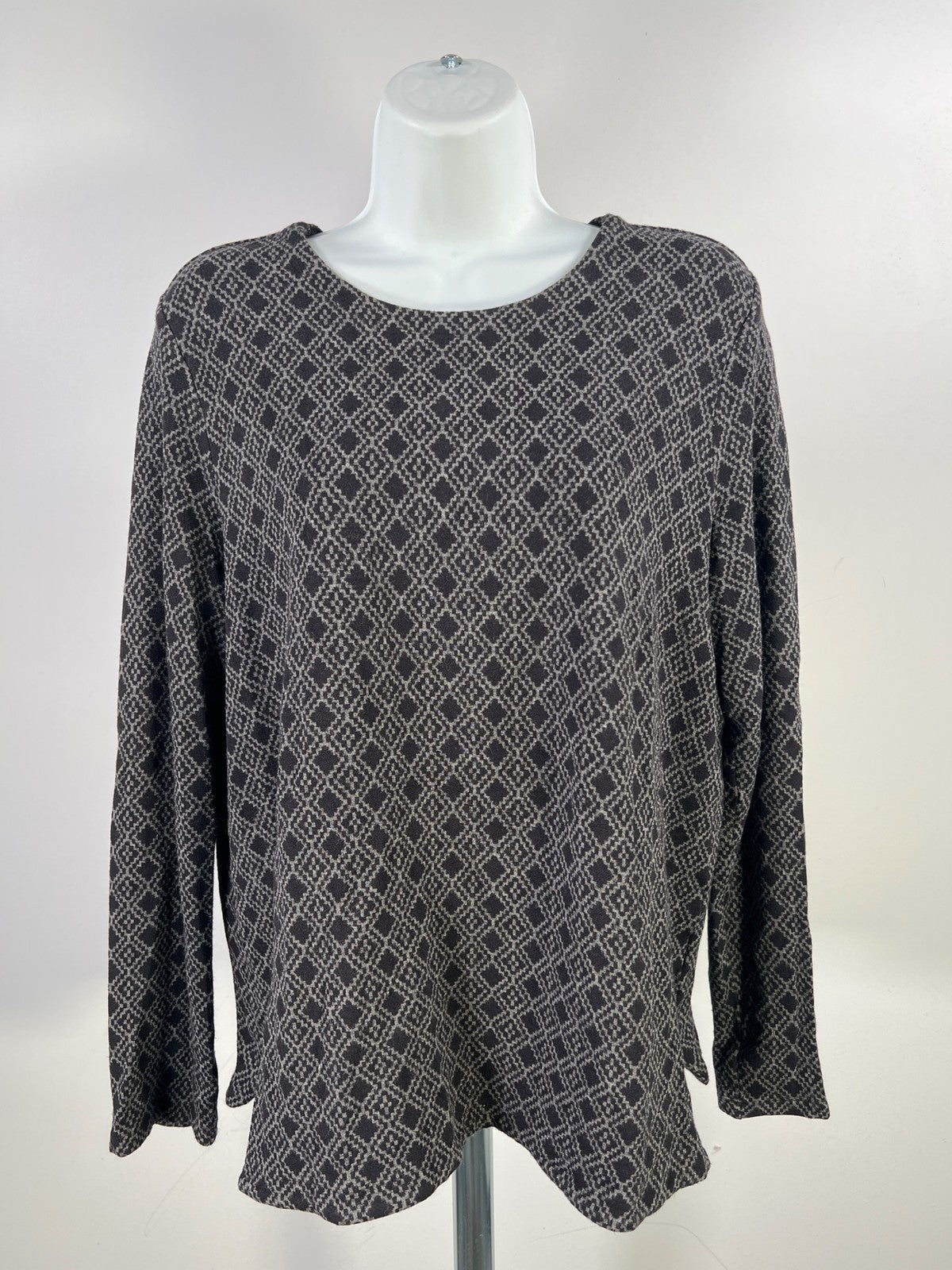 J.Jill Women’s Black/Gray Ponte Long Sleeve Crew Neck Shirt - M