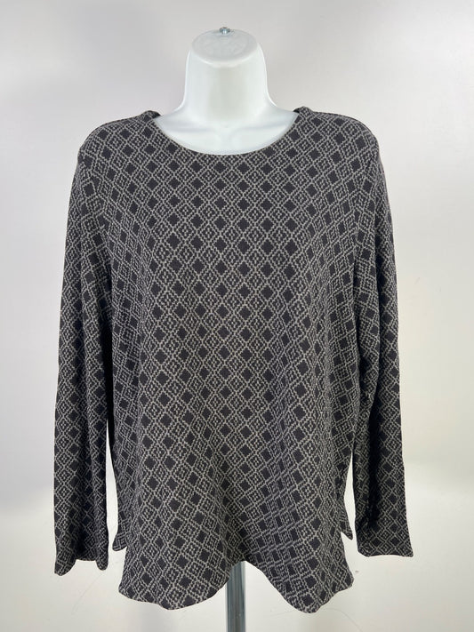 J.Jill Women’s Black/Gray Ponte Long Sleeve Crew Neck Shirt - M