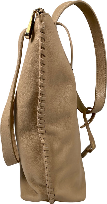 Tommy Bahama Women’s Light Beige Leather Zip Close Tote Bag Purse