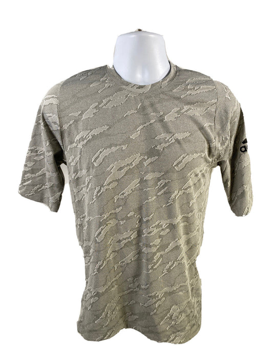 Adidas Camisa deportiva de manga corta de jacquard de camuflaje gris para hombre - S