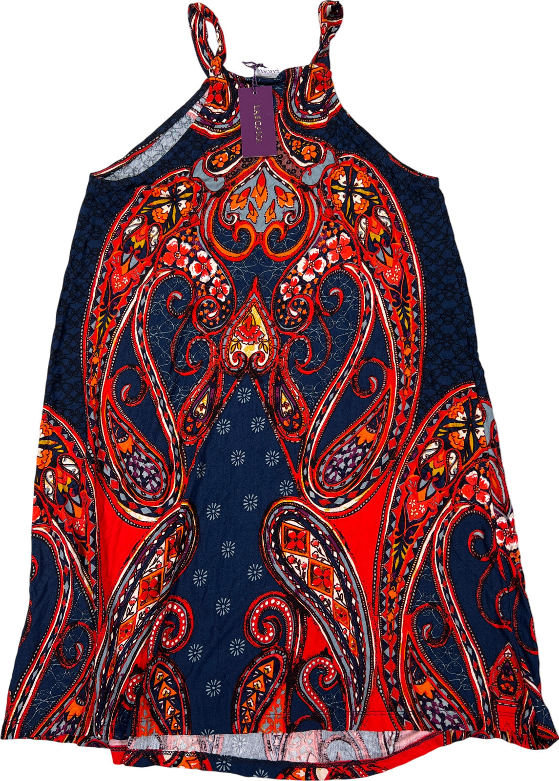 NEW Lascana Women’s Red/Blue Paisley Sleeveless Tank Top Dress - 4