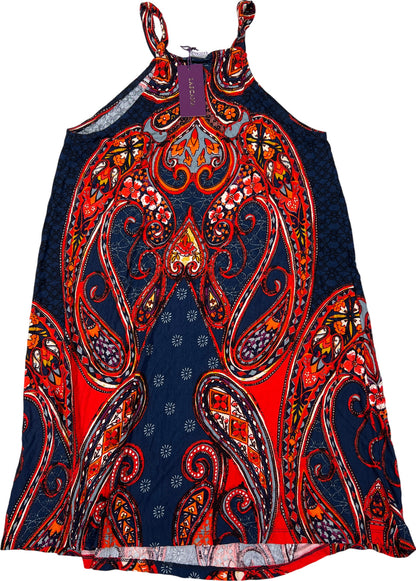 NEW Lascana Women’s Red/Blue Paisley Sleeveless Tank Top Dress - 4