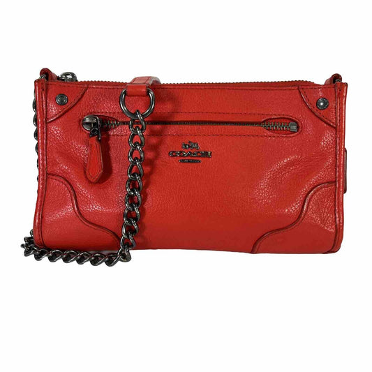 Coach Women's Red Pebbled Leather Mickie Crossbody Purse