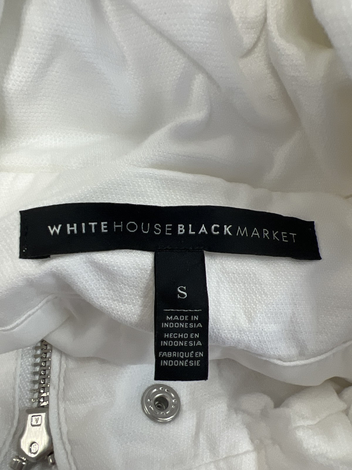 White House Black Market Women’s White 1/2 Sleeve Full Zip Hooded Jacket - S