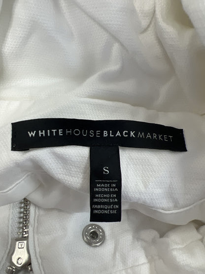 White House Black Market Women’s White 1/2 Sleeve Full Zip Hooded Jacket - S