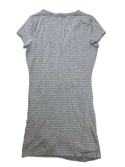 Athleta Vestido estilo camiseta de manga corta con rayas centrales en gris para mujer - L