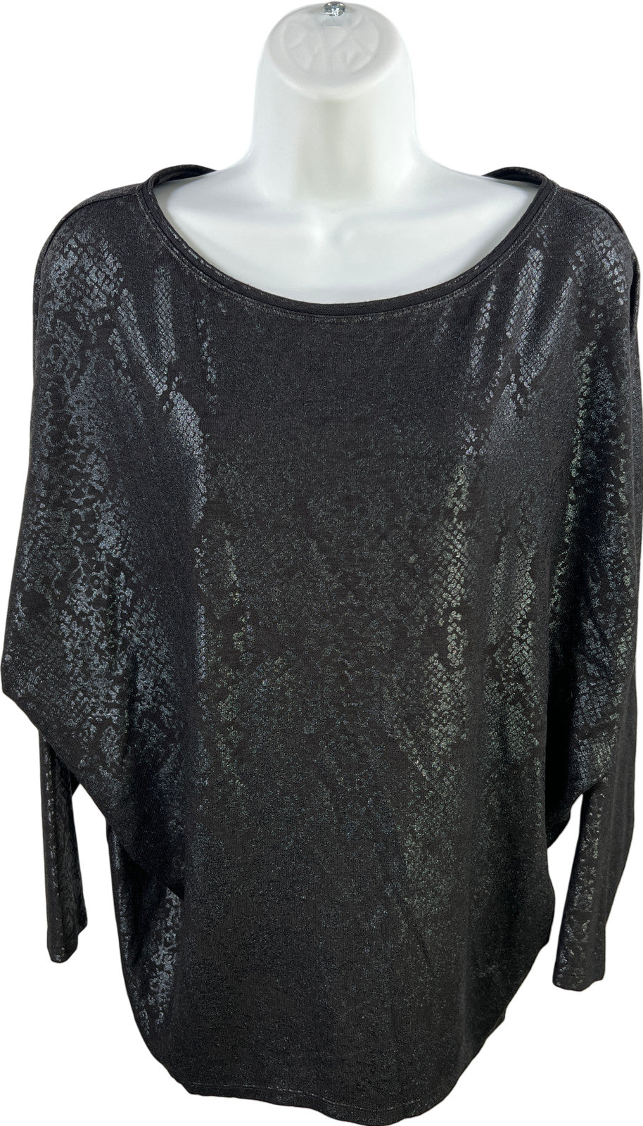 White House Black Market Women’s Black Long Sleeve Metallic Knit Sweater - S
