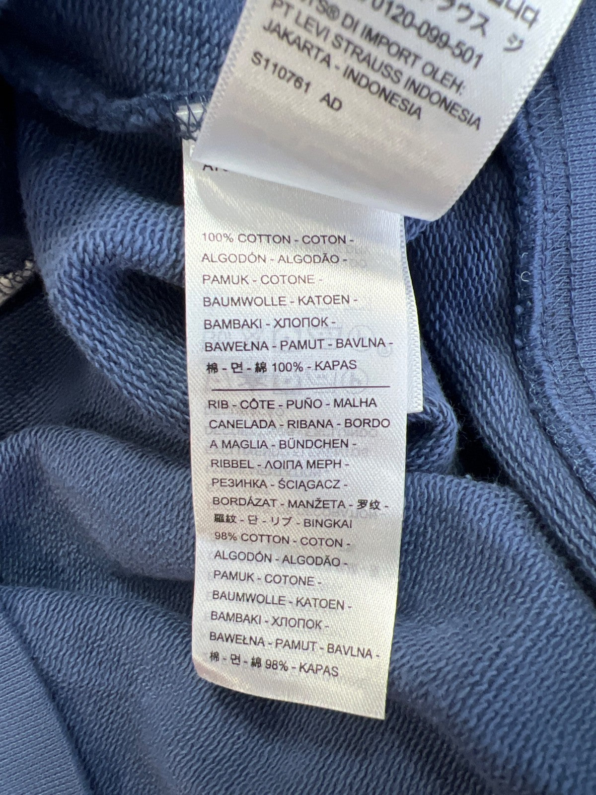 Levi’s Men’s Blue/White Relaxed Fit Pullover Sweatshirt - XXL