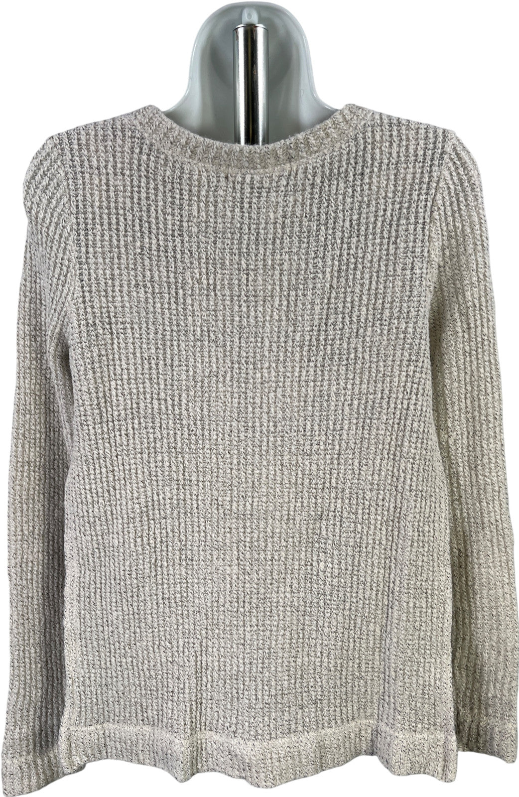 Sanctuary Women’s Ivory/Gray Lined Plaid Accent Long Sleeve Knit Sweater - S