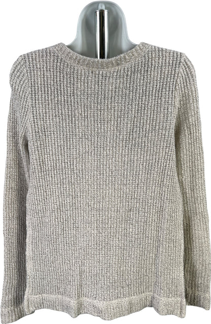 Sanctuary Women’s Ivory/Gray Lined Plaid Accent Long Sleeve Knit Sweater - S