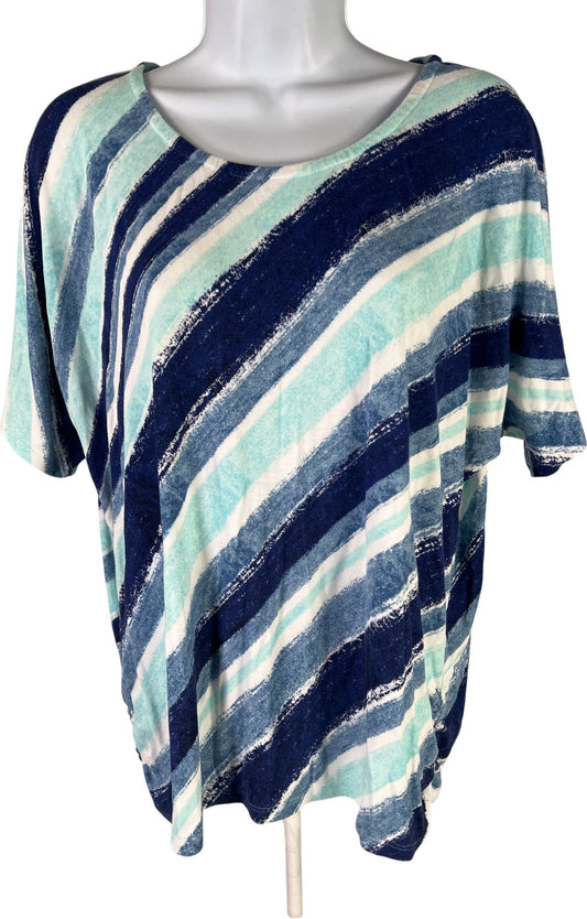 Chico’s Women’s Blue Striped Short Sleeve T-Shirt - 2/US L
