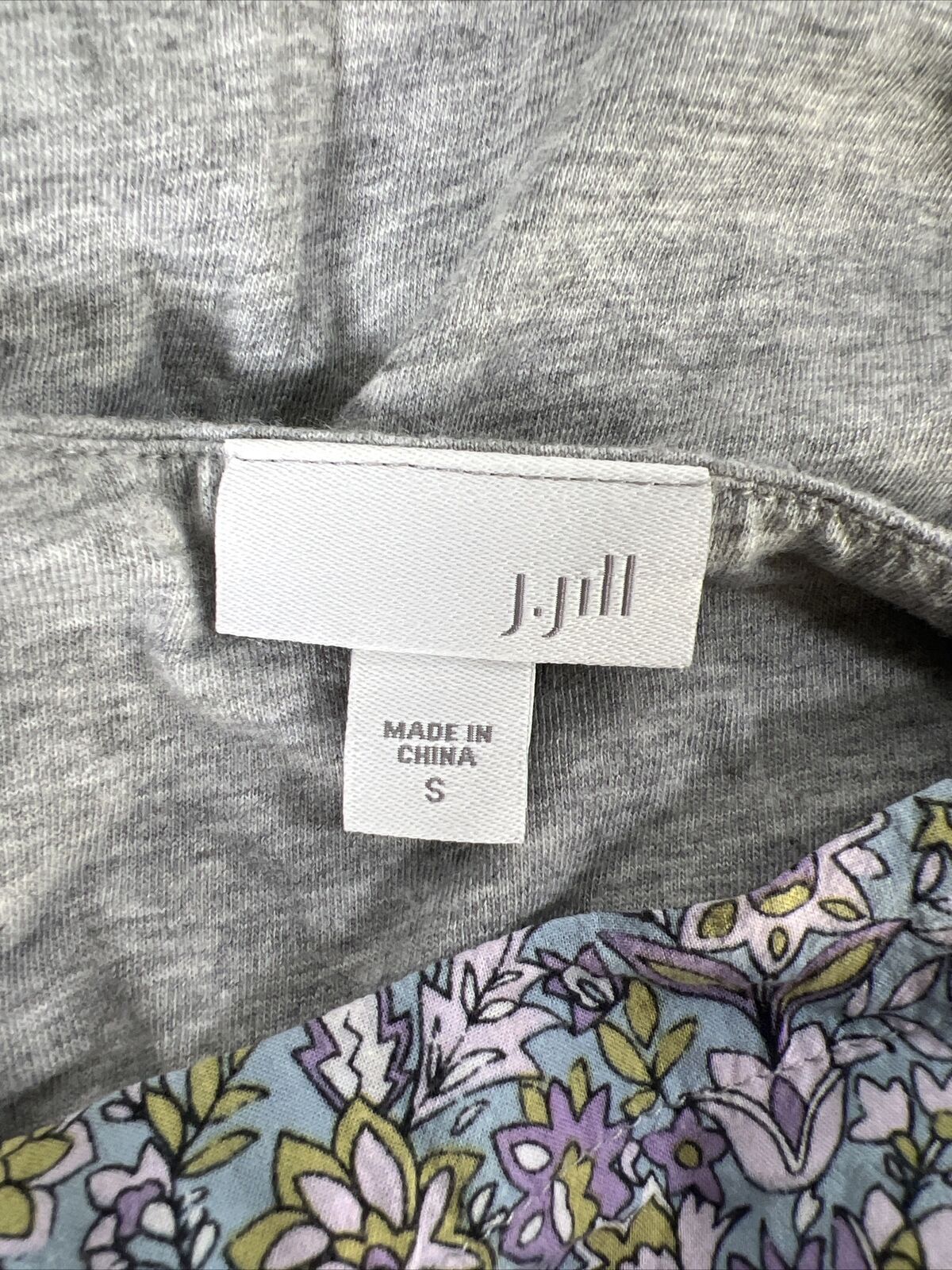 J. Jill Women's Gray/Purple Floral 3/4 Sleeve Top Shirt - S