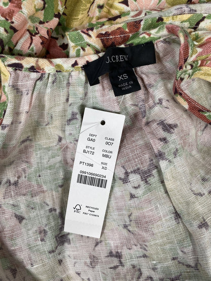 NEW J.Crew Women’s Yellow/Green Floral Cutout Linen Tie Strap Tank Top - XS