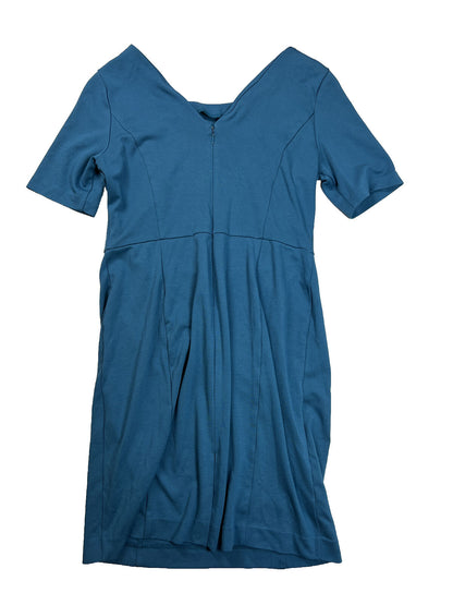 Ann Taylor Women's Blue Short Sleeve A-Line Dress - 10 Petite