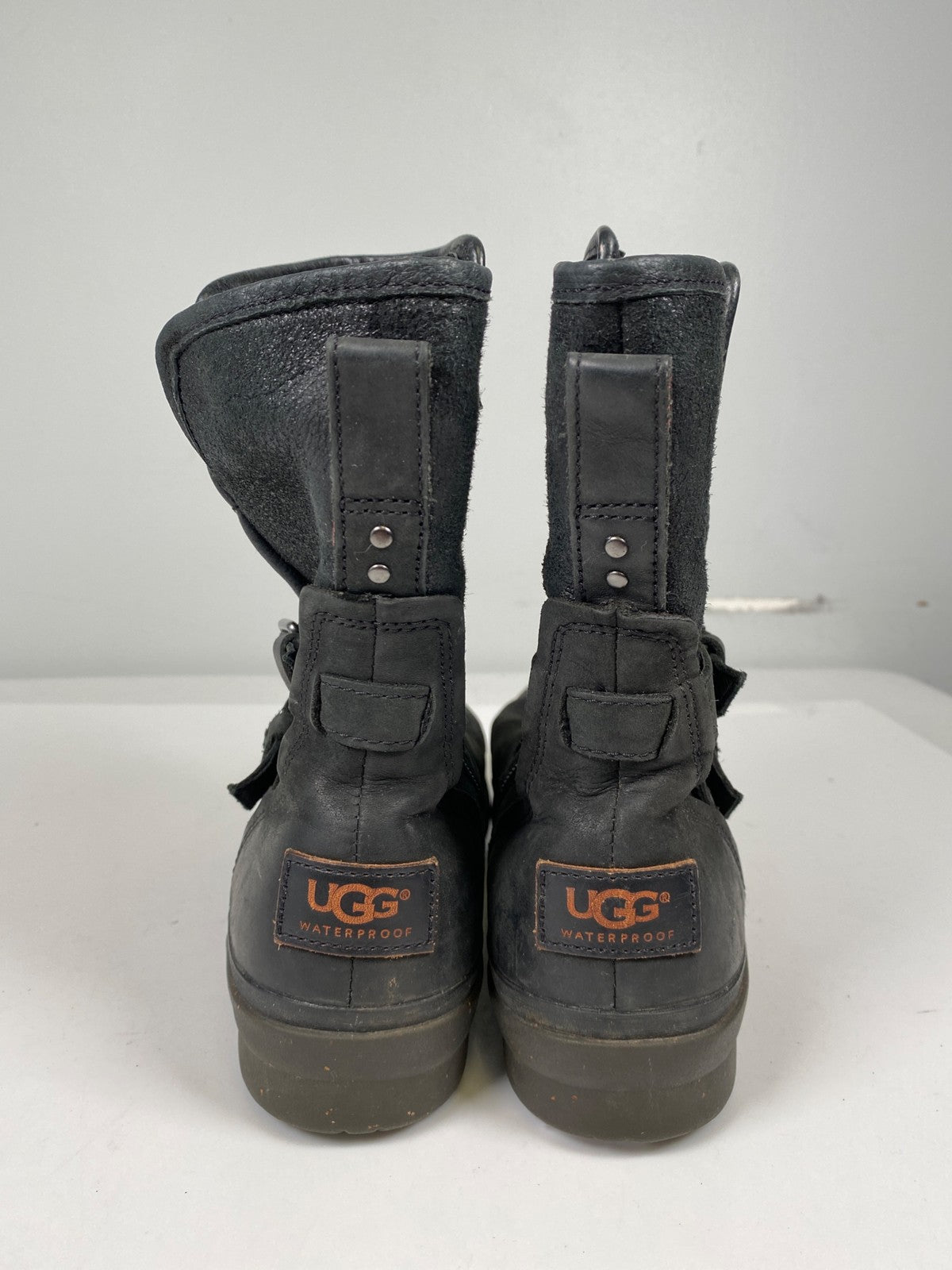 UGG Women’s Black Suede Simmons Shearling Lined Short Mid Calf Boots - 8